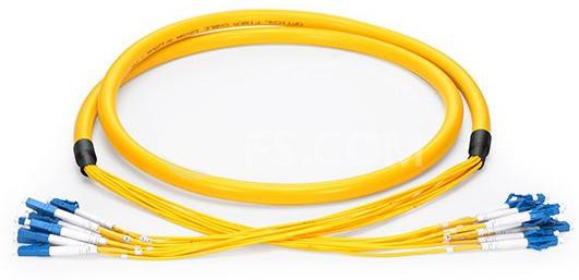 24 الألياف LC UPC إلى LC UPC 2.0mm PVC 9/125 وضع واحد داخلي مخبأة متعددة الألياف كابل اندلاع